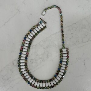 Multicolor Crystal and White Baguette Collar Necklace